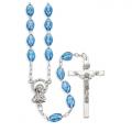  SAPPHIRE CLEAR OVAL PLASTIC BEAD ROSARY (2 PC) 